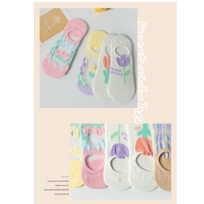 TOKO MUDA Kaos Kaki Pendek Mata Kaki Wanita Karakter Lucu Motif Banyak wg01