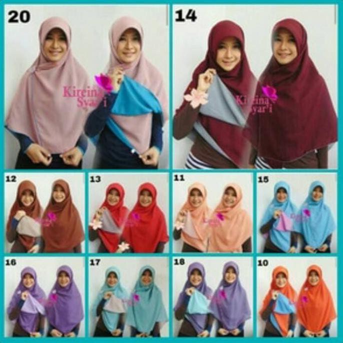 Berkualitas Segiempat Jilbab Bolak Balik/ Kerudung Dua Warna Double Hycon Murah Terjamin