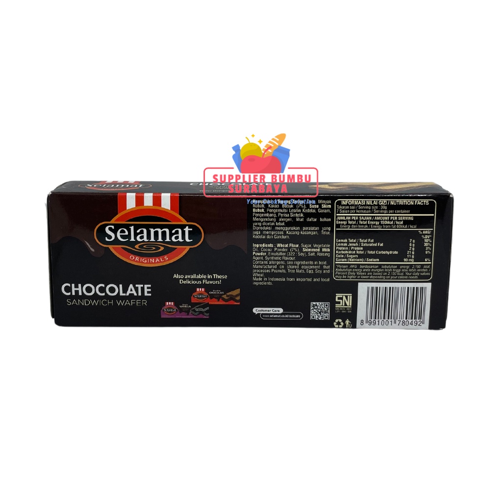 Selamat Wafer Coklat Chocolate Sandwich Black Vanilla 145g