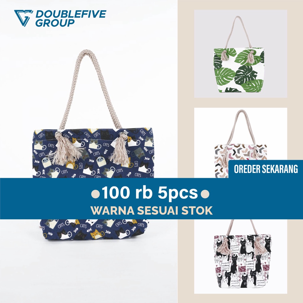 PROMO TAS WANITA TALI SUMBU KANVAS MOTIF 100 RIBU DAPAT 5 PCS TAS VIRAL TERBARU 2022