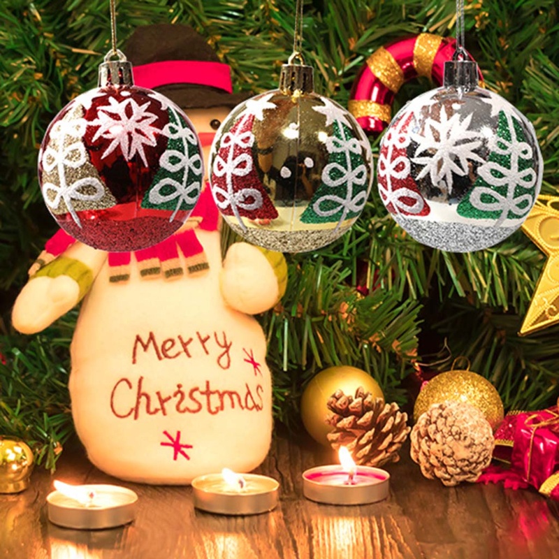 6pcs Liontin Bola Natal Electroplate Ringan Untuk Dekorasi Pohon Natal