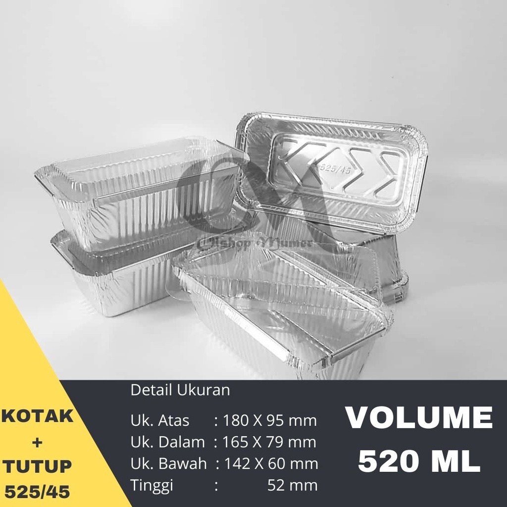 Alumunium Foil Cup 525/45 Wadah Cup Aluminium Foil Tray Persegi Panjang Tanpa Tutup