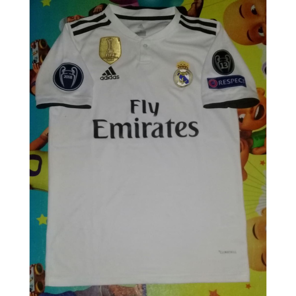 Jersey Real Madrid Home 18/19 Full Patch UCL New