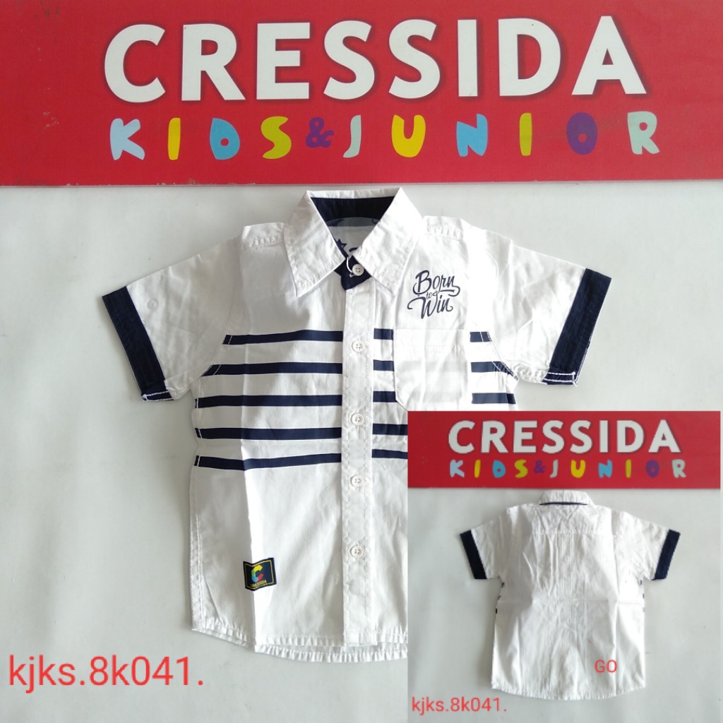 gos CRESSIDA KIDS KEMEJA Anak Salur Hem Atasan Lengan Pendek Anak Cowok