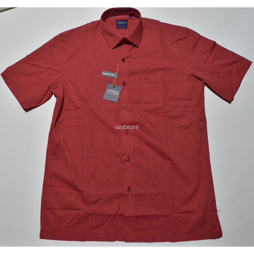 Kemeja ARROW Lengan Pendek Merah Salur BL22 ORIGINAL& REAL PICTURE