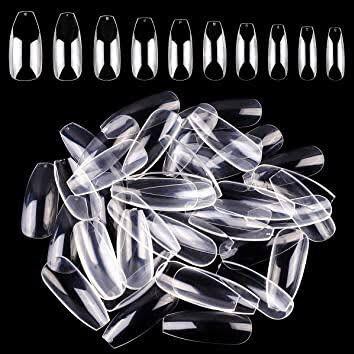 100pcs kuku Palsu fake nails kupal coffin short oval long oval halftip 100pcs Transparan Natural