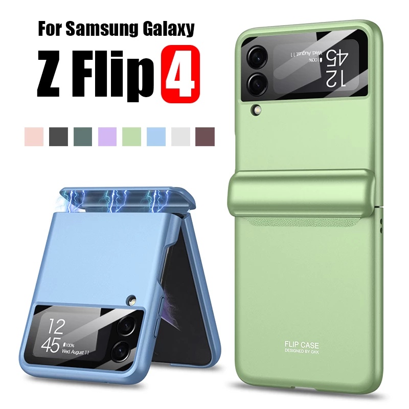 Case Magnetik Matte Shockproof Full Body Cover Samsung Galaxy Z Flip 4 Dengan Lensa Kamera