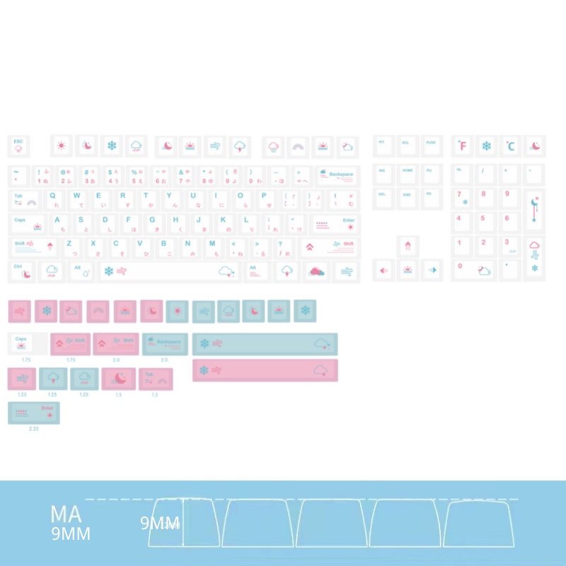 Weather Keycaps PBT Material Japanese 132Key MA Outline Compatible with RK60/70/80/100/108 Mechanical Keyboard Keycap