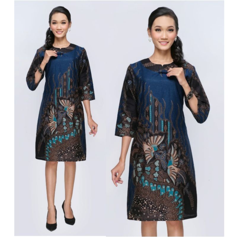 Dress Wanita Batik Jumbo Modern 4L 5L Blouse Tunik Big Size XXXL Seragam Batik MOR