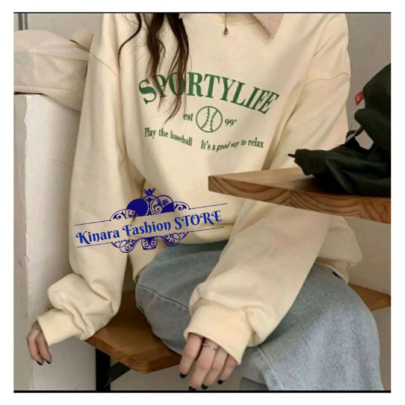 SPORTY LIFE 2XL 3XL Sweater Crewneck Oblong Oversize | Outerwear Wanita Sweater Termurah Korean Style