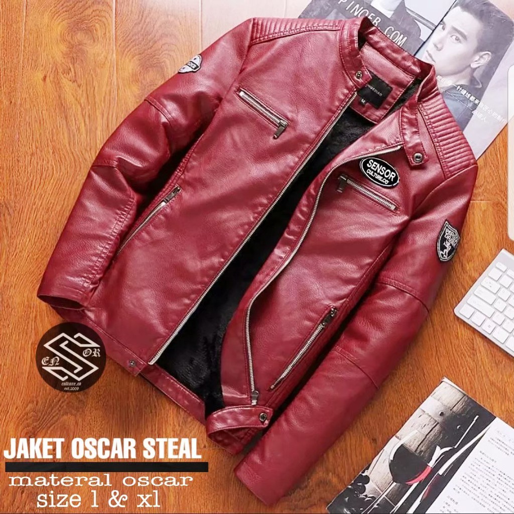 [BAYAR DI TEMPAT] Jaket semi kulit OSCAR STEAL / Jaket cowok Bikers