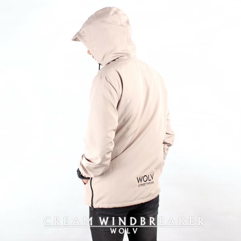 Jaket Cougle Wolv Jaket Cougle Unisex Cream Jaket Windbreakers