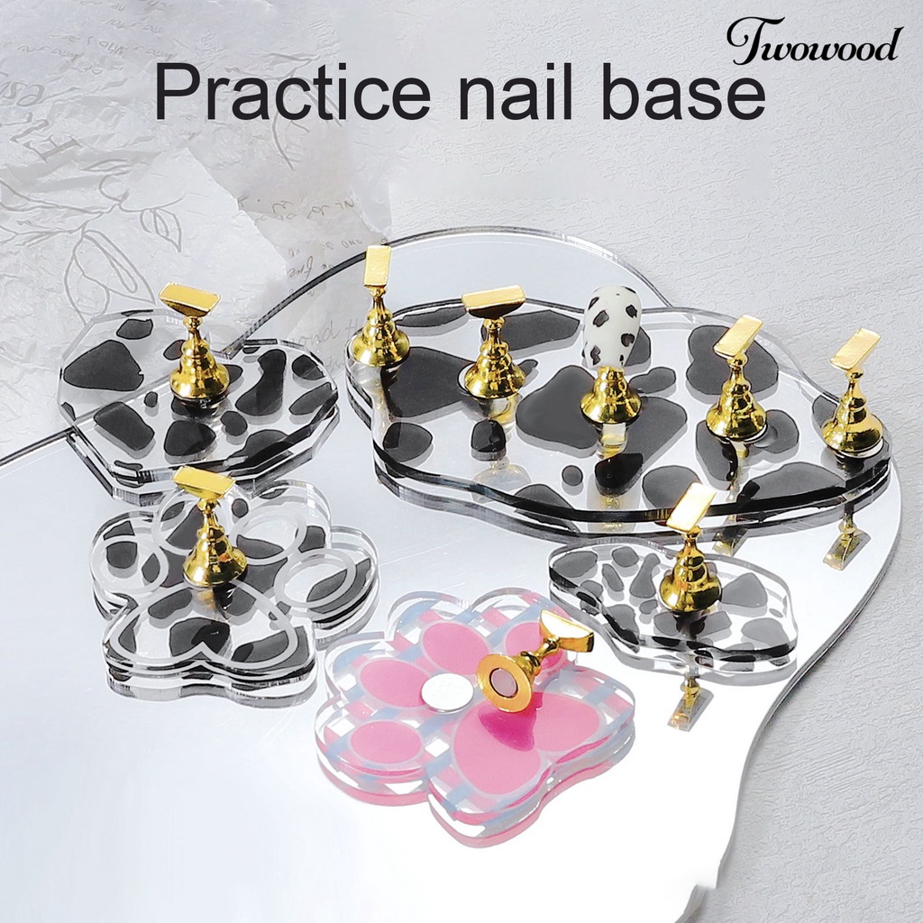 Twowood 1 Set Stand Holder Display Kuku Palsu Magnetik Untuk Latihan Nail Art / Manicure