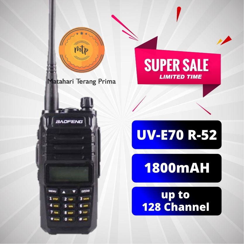 TERBARU Baofeng HT Radio UV-E70 UVE70 R-52 Dual Band VHF - UHF Radio Handy Walkie Talkie TERLARIS