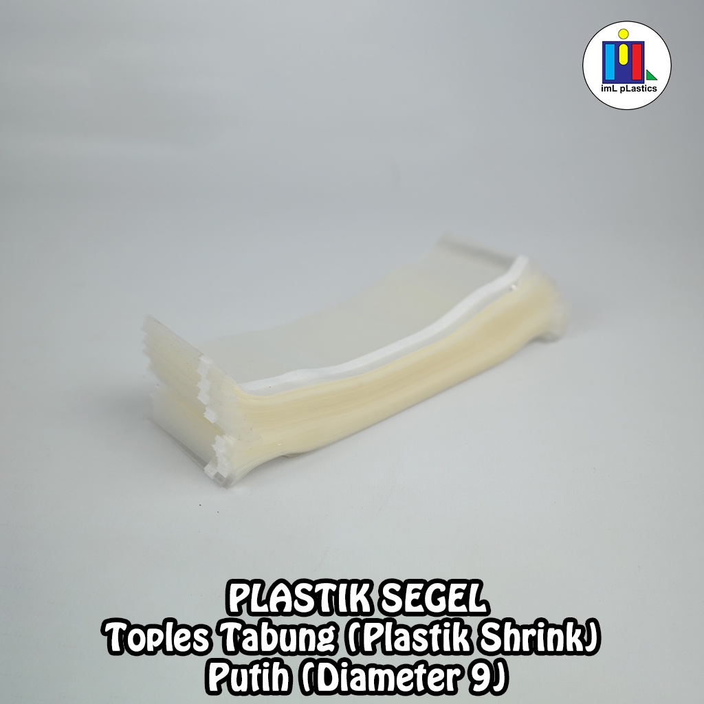 SEAL SEGEL PLASTIK TOPLES TABUNG MODEL JAHIT diameter 9cm PUTIH - 100pcs