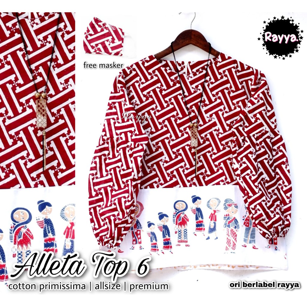 Batik Wanita Atasan Blouse Modern Terbaru kode Alleta top 6 ori Rayya Batik Kerja SOlo