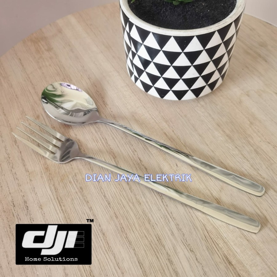 Sendok Garpu makan stainless tebal model Korea isi 6 pcs