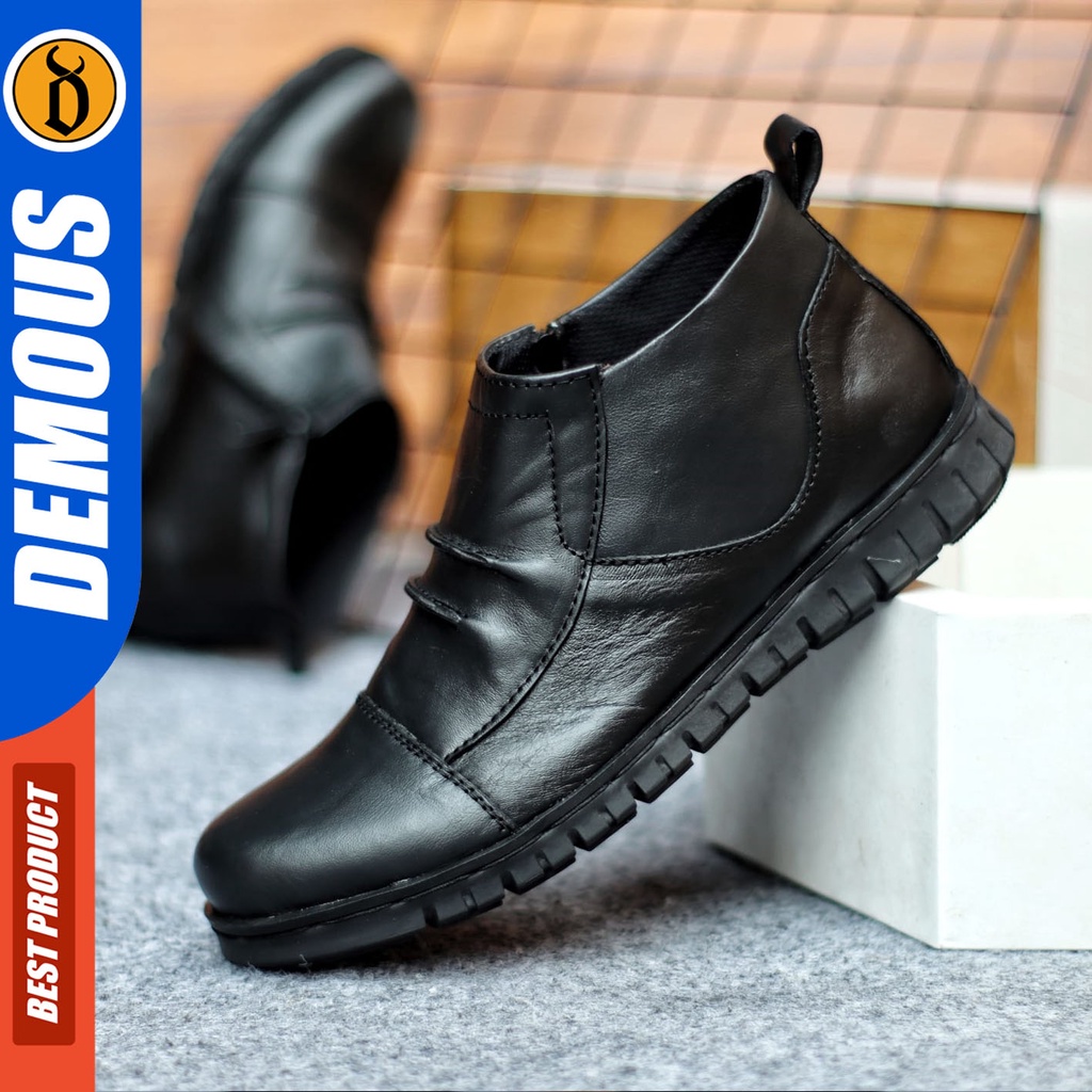 Sepatu Formal Pria Sepatu Casual Pria Kulit Asli Slop Sepatu Pantofel Kerja Kantor Kuliah Kondangan Sepatu Hitam Pria  DEMOUS CARISUP