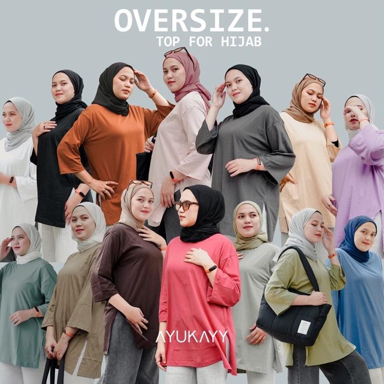 Basic Oversized Top Kaos Polos Nonbusui Hijab Friendly Murah..
