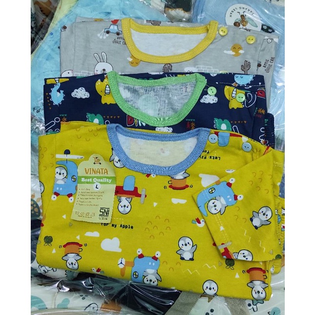 VINATA-3PCS SETELAN VINATA PENDEK FULL PRINT-SETELAN PENDEK BAYI MURAH