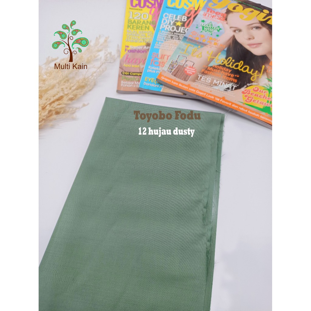 Bahan Multi kain katun cotton toyobo FODU (COPYRIGHT, TERDAFTAR) asli premium-FODU12 hijau dusty