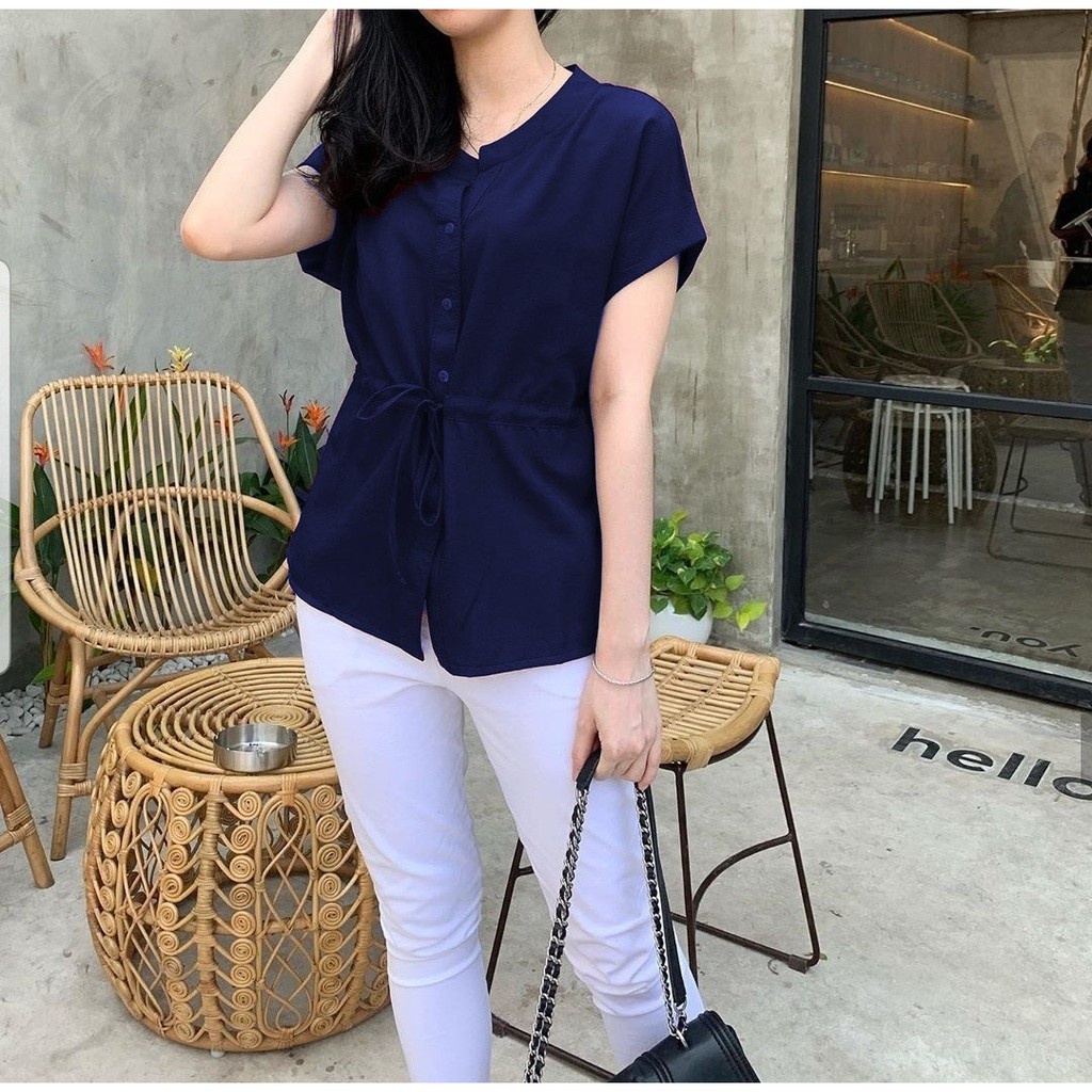 Tq88indonesia Fashion Baju Atasan Wanita Lengan Pendek Terbaru /  Blouse Calosa  / Blus Polos / Baju Casual  / Santai Cewek / Ootd / Outfit Kekinian