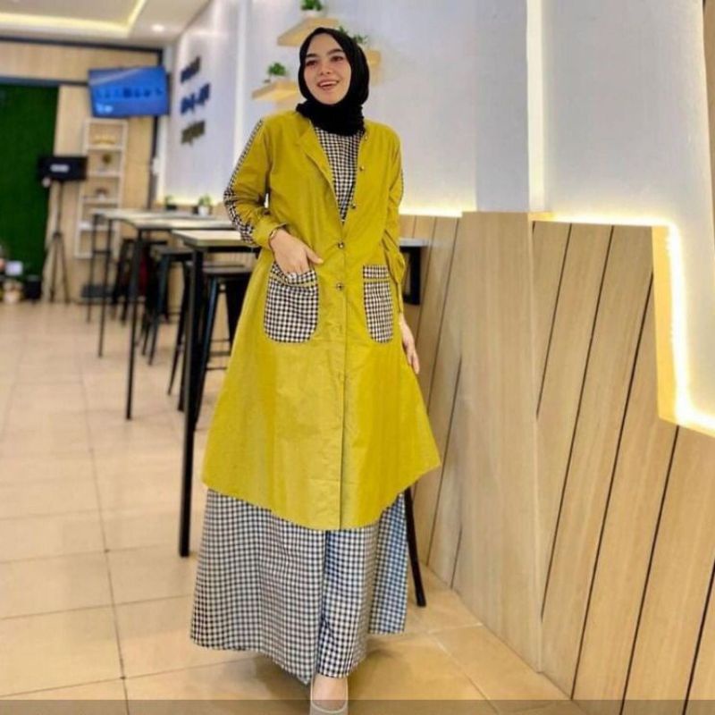 DRESS MUSLIM, baju wanita, baju gamis, dress, gamis, Baju gamis, fashion wanita, Ahza Set Dress Outer