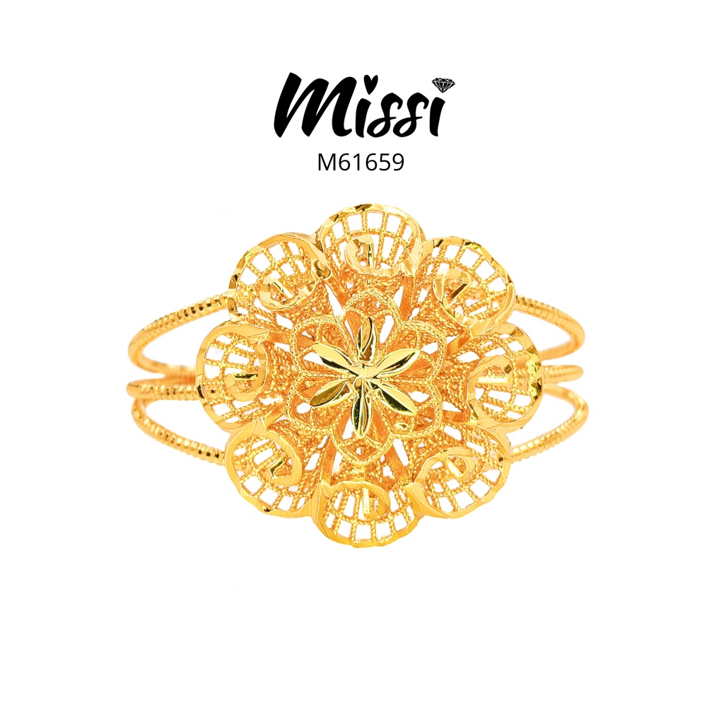 Missishop - M61659 Gelang Tangan Kaku Gelang Dubai Besar Model Bunga Lancip Lapis Emas 24Karat