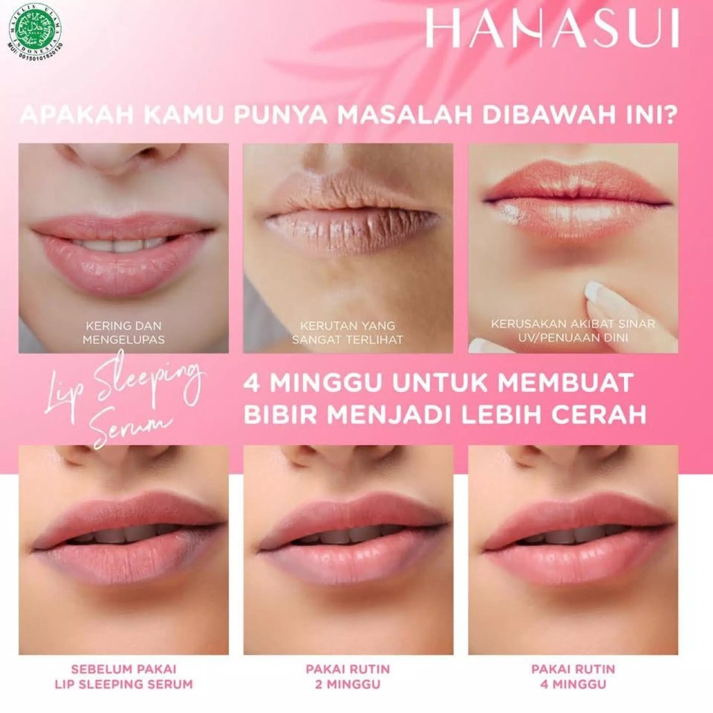 HANASUI Lip Sleeping Serum | Mask Bibir Strawberry (✔️BPOM) Halal