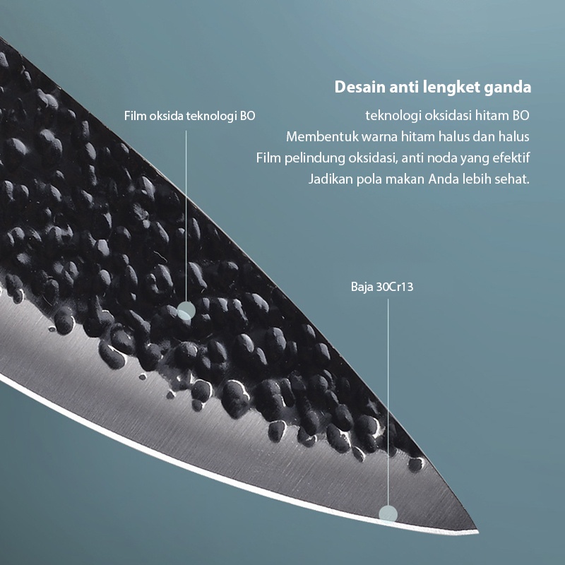 VISHAL 6Pcs PISAU SET KNIFE DIAMOND Tajam Knife Diamond Set 6in1 Pegangan Serat Kayu Pisau Dapur Set Stainless VS-1848