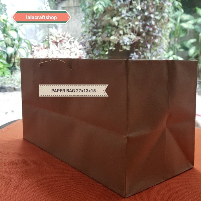 

✨ BISA COD ✨ PAPER BAG KRAFT NATURAL 27 x 13 x 15 TEBAL/BROWNIES BANDENG/per 25 pcs