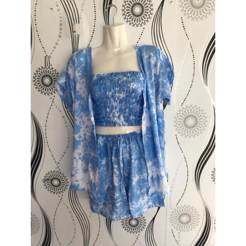 SET TYE DYE CARDIGAN KEMBEN PENDEK