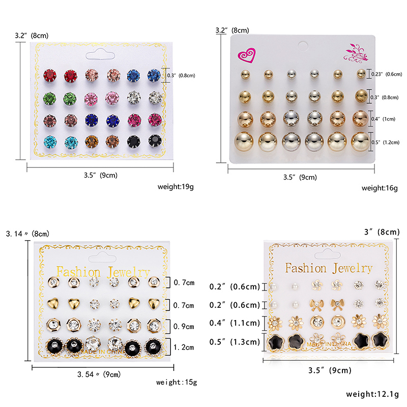 12 Pasang Anting Stud Mini Bahan Zirkon Gaya Korea Untuk Aksesoris Perhiasan