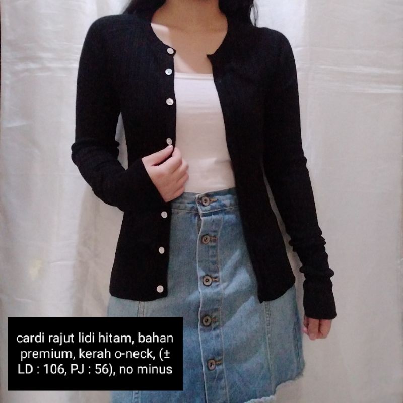 NEW STOCK‼️THRIFT Cardigan Vest Rajut Premium Pastel Kepang Cable Branded Academia Ketupat Argyle Murah-cardi lidi hitam