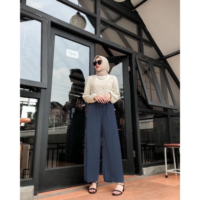 CELANA KULOT CRINCLE / KULOT HIGHWAIST / CELANA PANJANG / BAWAHAN WANITA / OOTD SIMPLE / KRINKEL