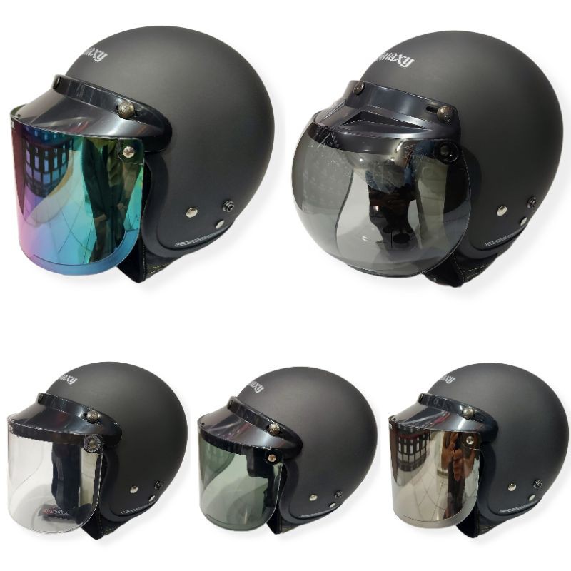 Helm Full Leher Polos Galaxy Gunmet Doff