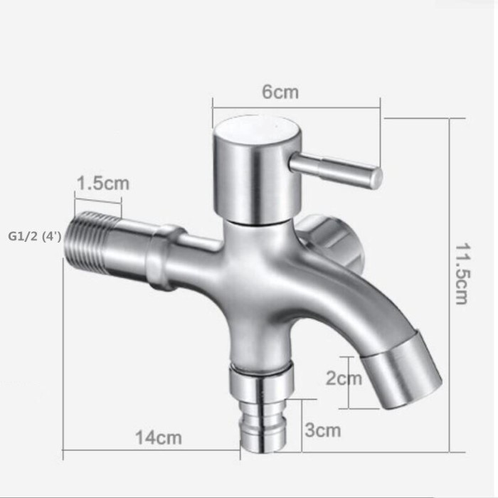 Kran Keran Cabang Shower Tembok FULL Stainless SUS304 Ukuran 1/2 Inci