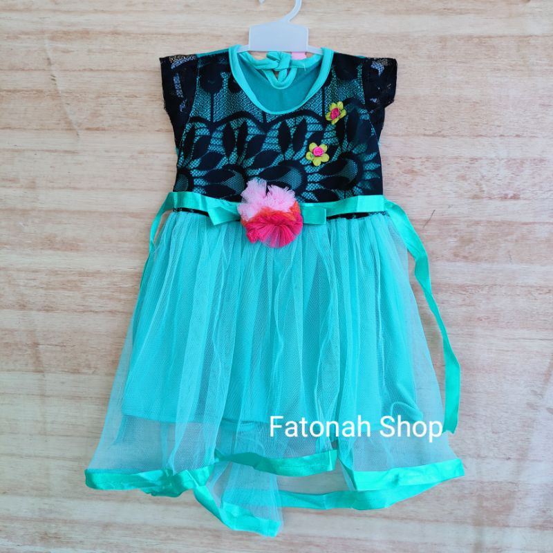 Dress anak cewek 1 2 tahun baju anak perempuan tutu ( dress brukat hitam tali )