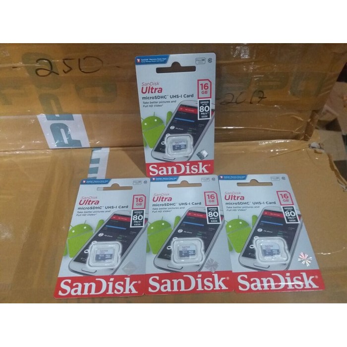 Memory Card MicroSD 16GB CL10 80Mbps Non Adaptor Sandisk Original Garansi 10Tahun