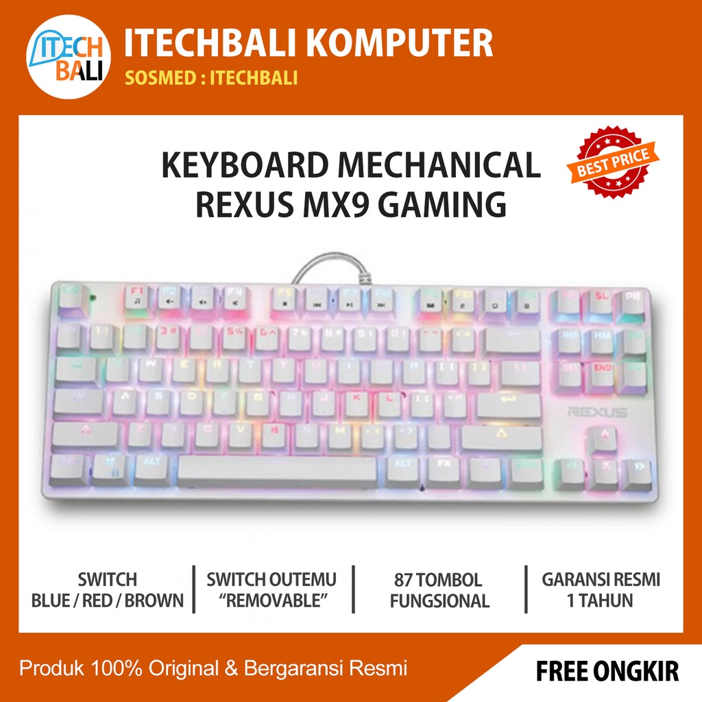 Keyboard REXUS MX9 Mechanical Gaming Rgb | ITECHBALI