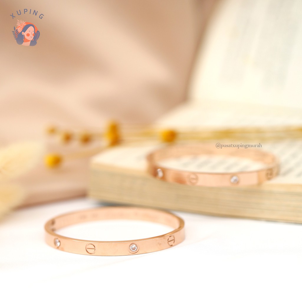 CARTIER GELANG TITANIUM PERMATA PERHIASAN PREMIUM QUALITY POLOS STAINLESS STEEL