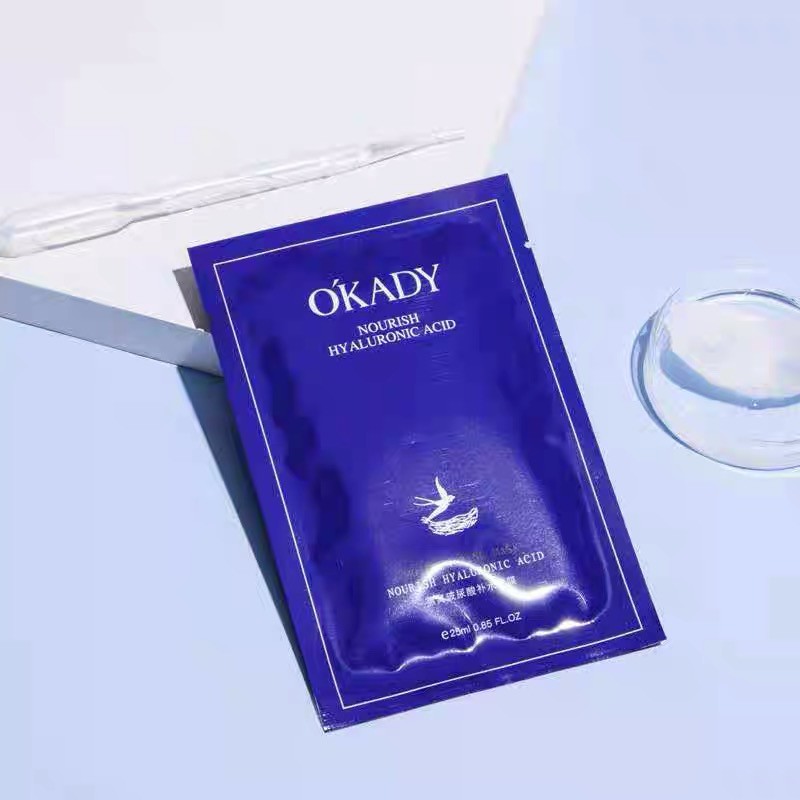 OKADY NOURISH HYALURONIC ACID BIRDS NEST SARANG WALET MASK MASKER WAJAH WANITA KOREA FACIAL SHEET MA