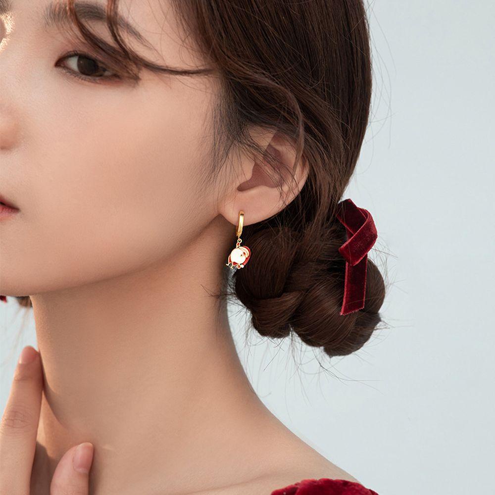 Needway Anting Natal Kreatif Hadiah Festival Natal Bell Musim Dingin Aksesoris Asimetris Anting Liontin Lady Women Earrings