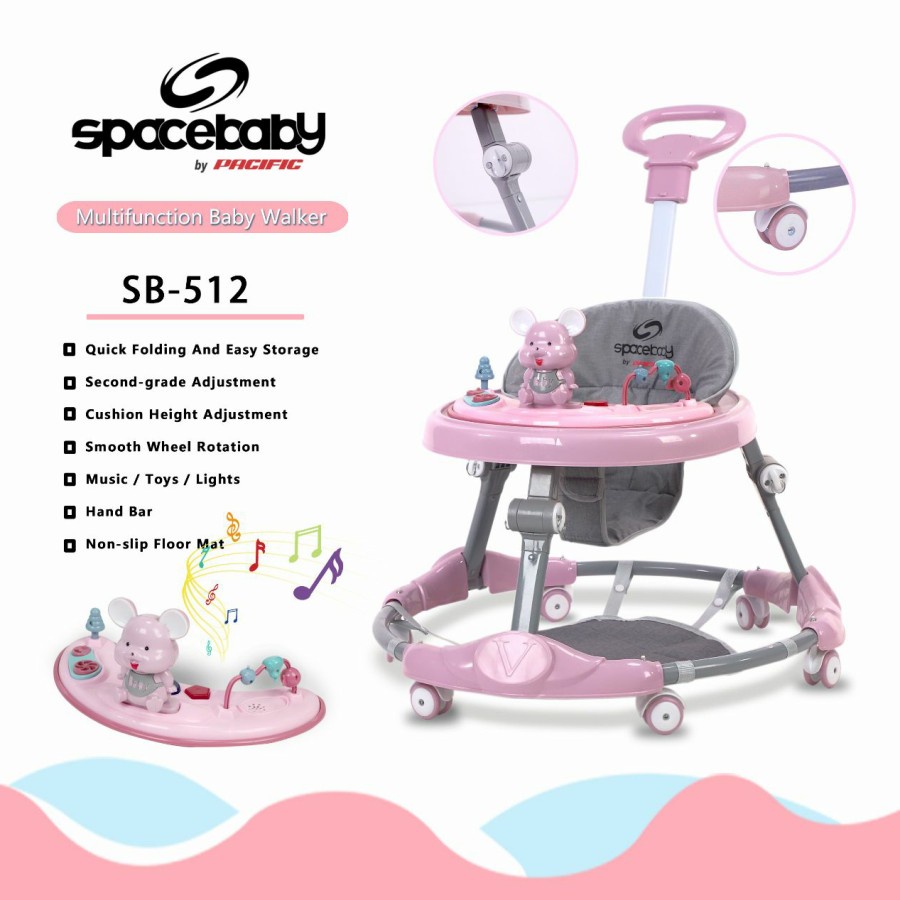 Baby Walker Kereta Dorong Bayi Balita Anak Spacebaby SB512 Roda 6 BY PACIFIC-2