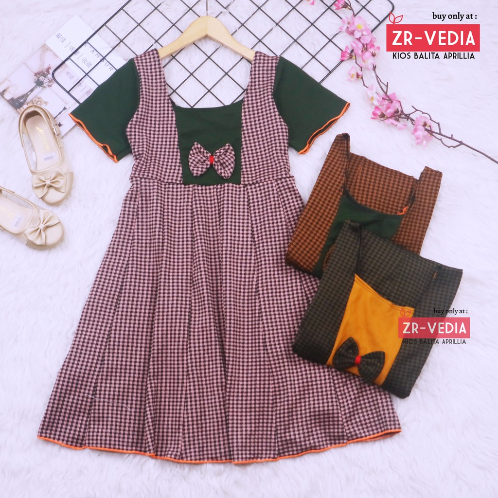 Dress Nadine uk 6-8 Tahun / Dress Pesta Anak Perempuan Gaun Polos Flower Lengan Dres Baju Import