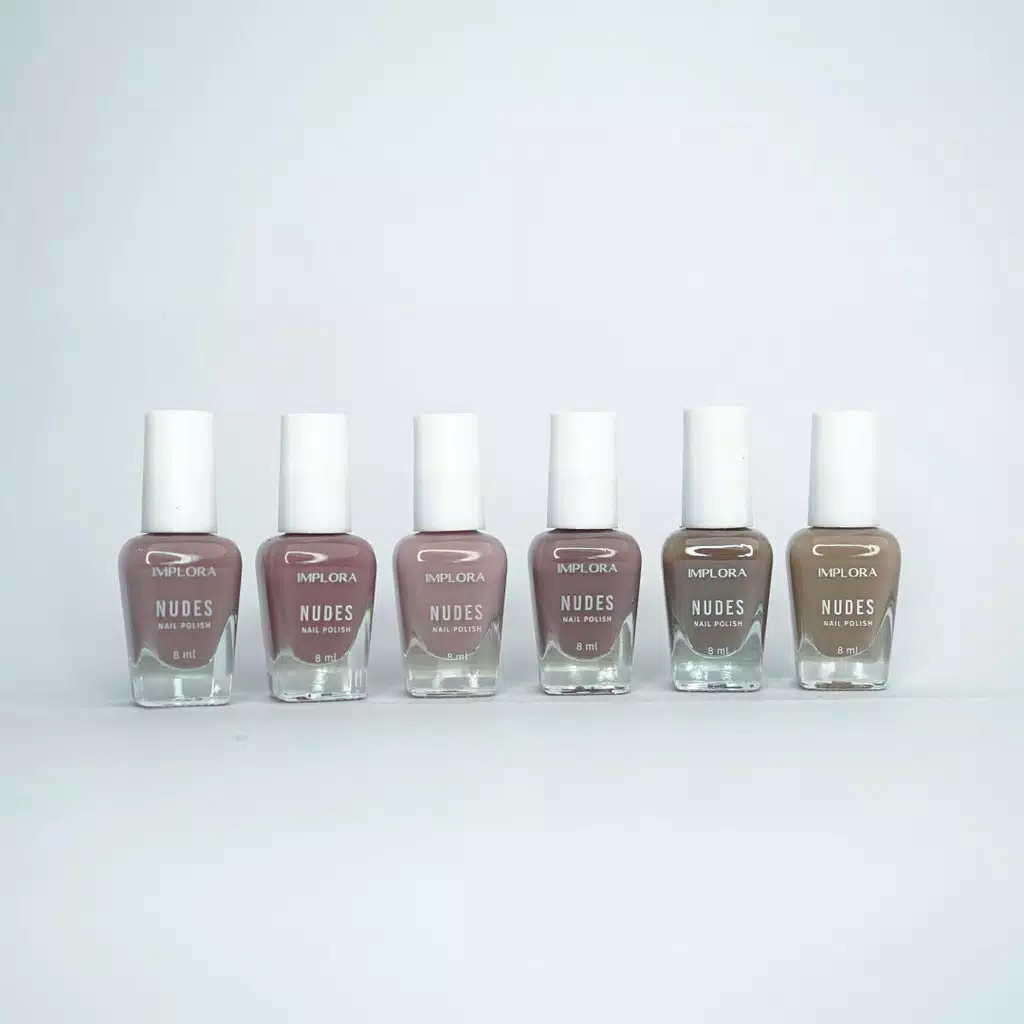 [ISI 6PCS] Implora Kutek Nail Polish Nude / Wonder / Nude / Bening Clear / Mix