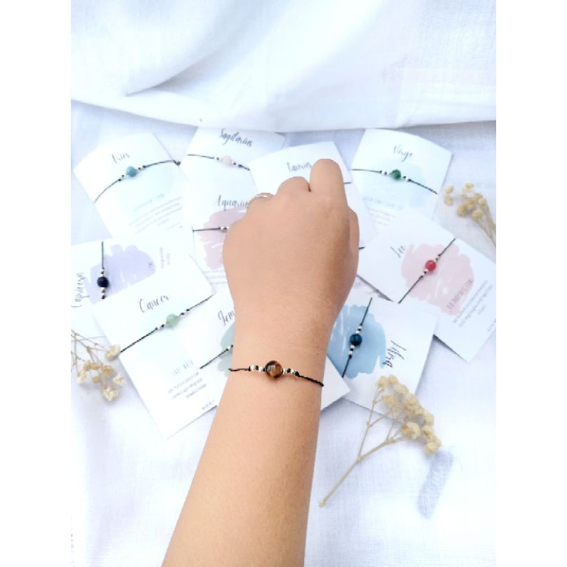 Gelang Gemstone Gelang Batu Zodiak Gelang tali Gelang couple sahabat  (zodiak stione3