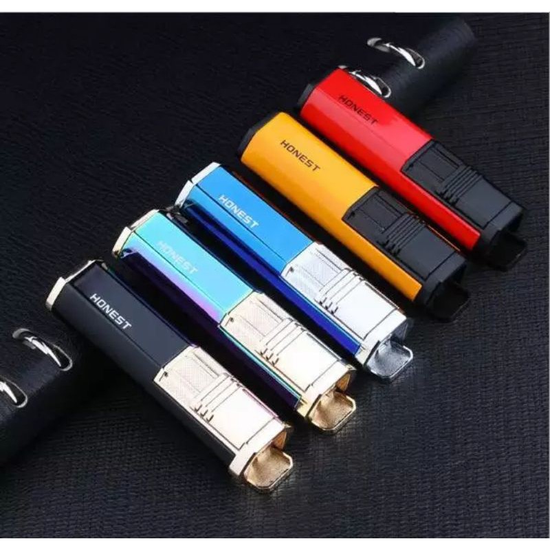 Korek Api Gas Honest 2 Jet Flame Punch Hole Lighter refill Original Portable