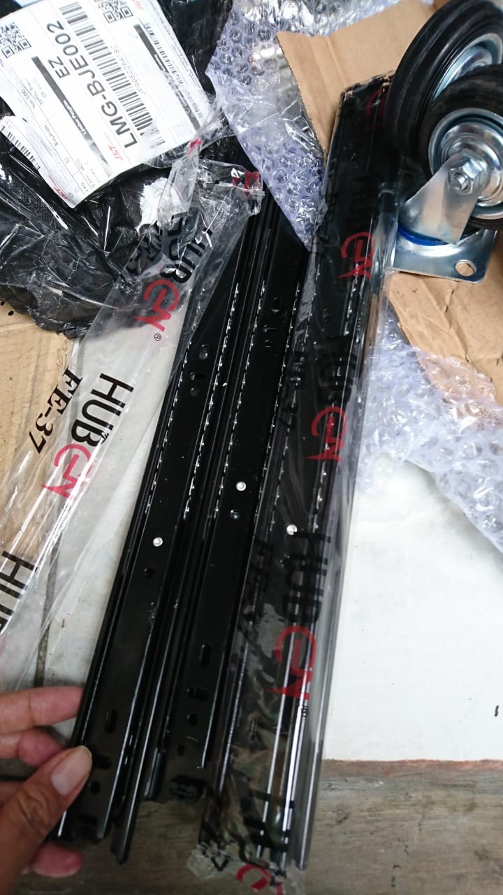 Rel Laci Huben Fe-37 400 Mm (40 Cm) Hitam Full Extension Double Track / Dobel Tarik