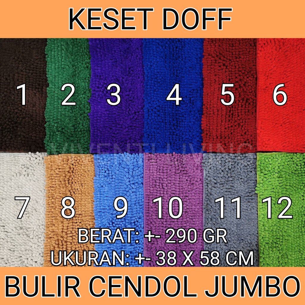 VL - COD MURAH [290gr] KESET CENDOL DOFF BULIR JUMBO ALAS BINTIK COKELAT ANTISLIP MICROFIBER DOORMAT UK +- 38 58 CM